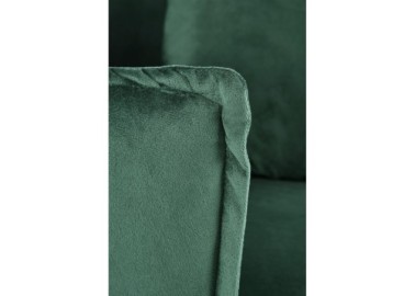 Glamūrinio stiliaus fotelis Almond su dviem pagalvėlėmis ir aukso spalvos kojelėmis.