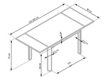 Ištraukiamas valgomojo stalas Alston su stačiakampiu stalviršiu, pagamintu iš smėlio spalvos grūdinto stiklo. Baldo kojos pagamintos iš milteliniu būdu dažyto plieno.