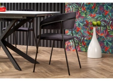 DIESEL extension table color top - white marble  dark grey legs - black2