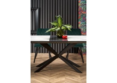 DIESEL extension table color top - white marble  dark grey legs - black6