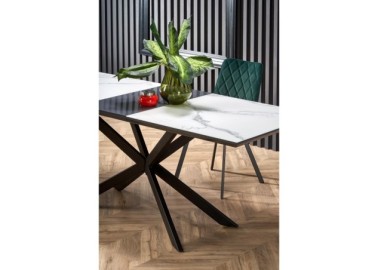 DIESEL extension table color top - white marble  dark grey legs - black7