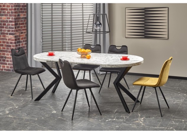 PERONI extension table white marble  black0