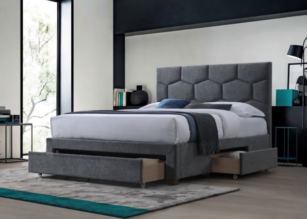 HARRIET 160 bed with drawers grey velvet0