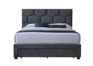 HARRIET 160 bed with drawers grey velvet1