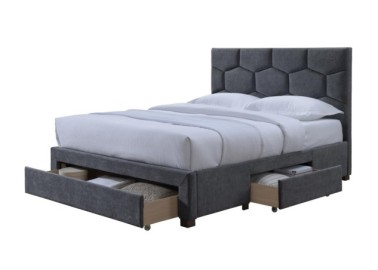 HARRIET 160 bed with drawers grey velvet3