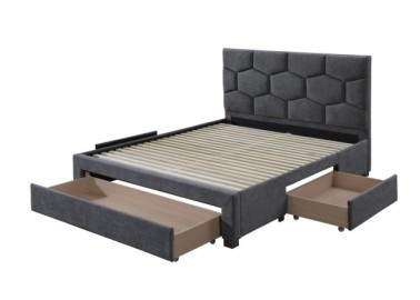 HARRIET 160 bed with drawers grey velvet4