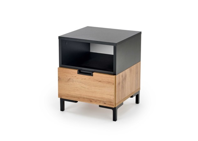 SILVIA bedside table wotan oak - black0