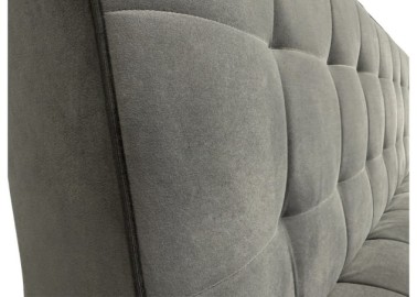 Žavaus dizaino pilkos spalvos veliūrinė standi pigi sofa-lova be porankių su spyruoklių bloku, miegama funkcija ir patalynės dėže