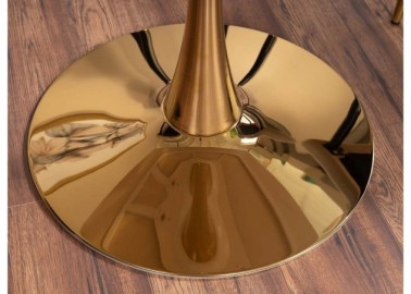 Valgomojo stalas Signal Espreso su balto marmuro stalviršiu ir auksiniu stovu