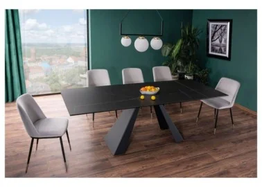 Valgomojo stalas Signal Salvadore Ceramic su marmuro imitacijos juodu stalviršiu