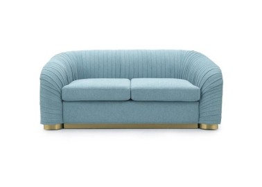 Dvivietė sofa Signal Melva mėlynos spalvos su auksiniu pagrindu