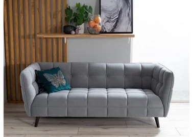 Trivietė sofa Signal Castello 3 velvet Bluvel 14 pilkos spalvos