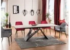 Marmuro spalvos itališkos keramikos modernaus dizaino išskleidžiamas stalas su metalinėmis juodomis kojomis