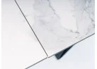Marmuro spalvos itališkos keramikos modernaus dizaino išskleidžiamas stalas su metalinėmis juodomis kojomis
