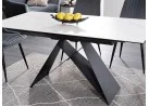 Marmuro spalvos modernaus dizaino išskleidžiamas stalas Signal Westin su metalinėmis juodomis kojomis