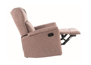 Rudos spalvos relaksacinis fotelis reglaineris su pakeliamų kojų ir reguliuojamos nugaros atlošo funkcijomis