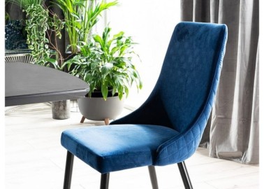 Kėdė Signal Piano Velvet mėlynos spalvos su juodom kojom