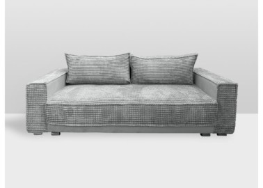 Pilkos spalvos velvetinio audinio sofa-lova su patalynės dėže