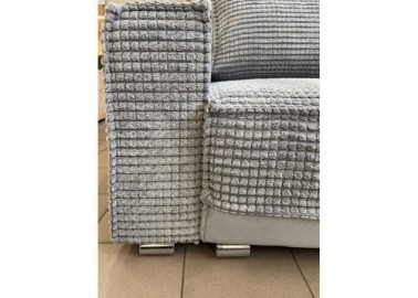 Pilkos spalvos velvetinio audinio sofa-lova su patalynės dėže
