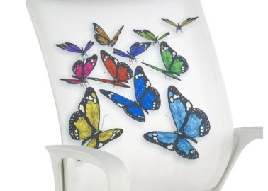 Kėdė su ratukais Halmar Ibis Butterfly baltos spalvos