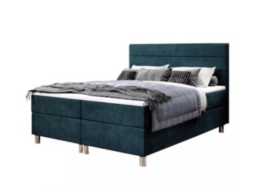 Šiuolaikiška, elegantiško modelio kontinentinė lova su dailiu galvūgaliu ,ėlynos spalvos