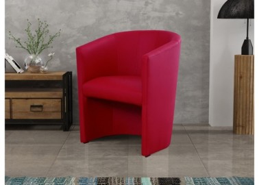 Jaukus, modernaus dizaino fotelis aptrauktas patvaria eko oda raudonos spalvos