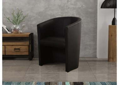 Jaukus, modernaus dizaino fotelis aptrauktas patvaria eko oda juodos spalvos