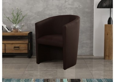 Jaukus, modernaus dizaino fotelis aptrauktas patvaria eko oda rudos spalvos