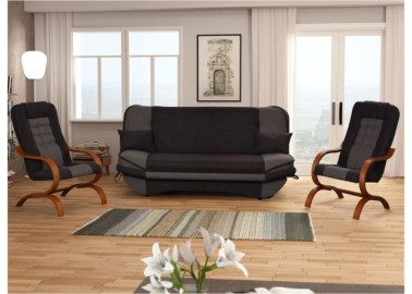 Stilingas ir praktiškas minkštų baldų komplektas svetainei pilkos ir juodos spalvos