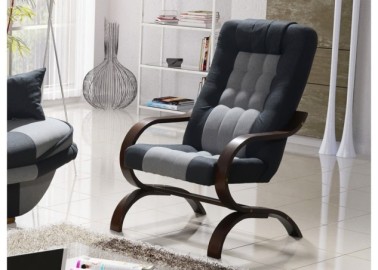 Stilingas ir praktiškas fotelis su įdomaus dizaino kojelėmis šviesiai ir tamsiai pilkos spalvos