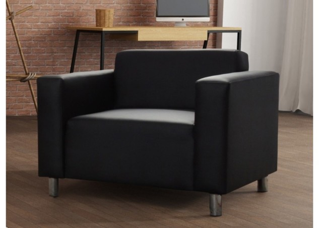 Modernaus dizaino, solidus ir stilingas fotelis aptrauktas eko oda juodos spalvos