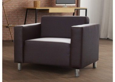 Modernaus dizaino, solidus ir stilingas fotelis aptrauktas eko oda tamsiai rudos spalvos