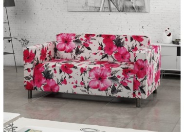 Modernaus dizaino, solidi ir stilinga dvivietė sofa balta su gėlėmis