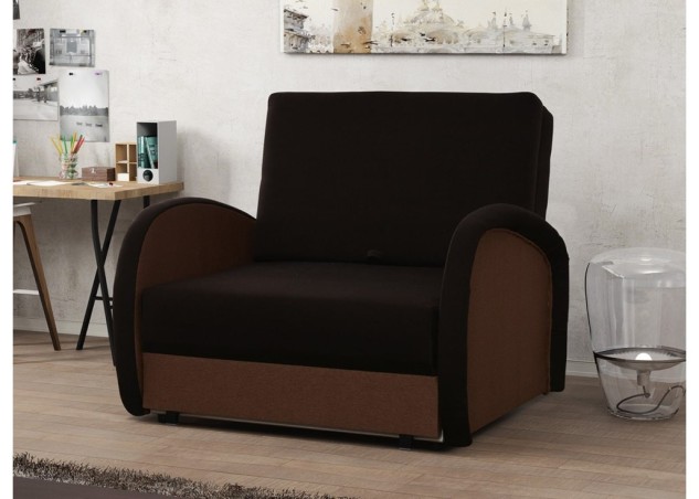 Dailus ir komfortiškas išskleidžiamas miegamasis fotelis juodos ir rudos spalvos