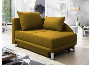 Kompaktiškas ir patogus miegamasis fotelis su pagalvėlėmis garstyčių spalvos ROB-LAU