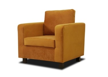 Modernaus dizaino solidus ir stilingas fotelis garstyčių spalvos Mini Max 1