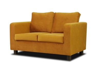 Modernaus dizaino solidi ir stilinga dvivietė sofa garstyčių spalvos Mini Max 2