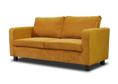 Modernaus dizaino solidi ir stilinga trivietė sofa garstyčių spalvos Mini Max 3