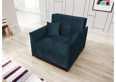 Žavingas modernaus dizaino patogus ir praktiškas miegamasis fotelis tamsiai mėlynos spalvos