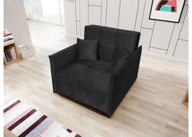 Žavingas modernaus dizaino patogus ir praktiškas miegamasis fotelis juodos spalvos