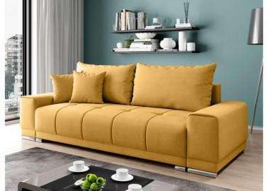 Šiuolaikiška modernaus dizaino sofa-lova su pagalvėlėmis, aptraukta švelniu gobelenu garstyciu spalvos