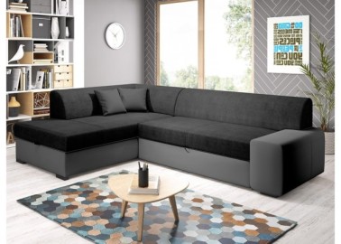 Modernus ir funkcionalus minkštas kampas su pagalvėlėmis juodos spalvos Rob Min