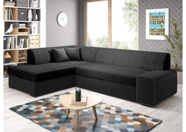 Modernus ir funkcionalus minkštas kampas su pagalvėlėmis juodos spalvos Rob Min