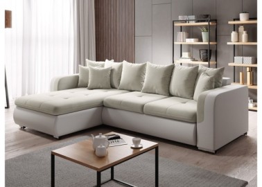 Patogus ir stilingas minkštas svetainės kampas su pagalvėlėmis baltos spalvos Rob Fad Min