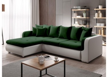 Patogus ir stilingas minkštas svetainės kampas su pagalvėlėmis baltos ir žalios spalvos Rob Fad Min