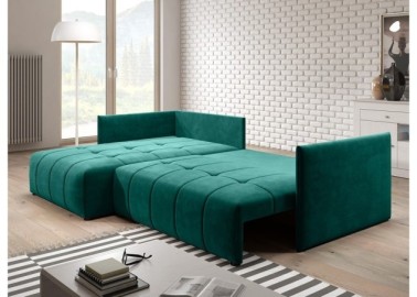 Žalios spalvos minštas svetainės kampas su pagalvėlėmis Rob Yor