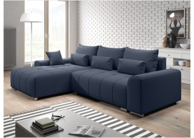 L formos didelis minkštas kampas su pagalvėlėmis tamsiai mėlynos spalvos