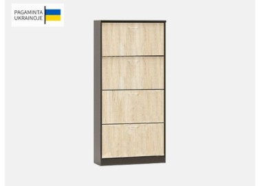 Ukrainietiška prekė - Keturių stalčių batų dėžė, tamsiai rudos spalvos su šviesiai rudais sonoma ąžuolo spalvos stalčiais