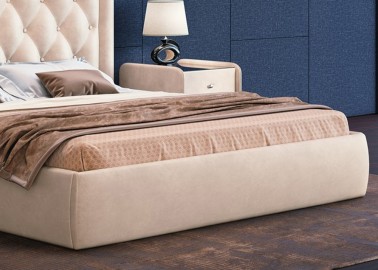 Lova Venecija - pilkos spalvos karališko dizaino veliūrinė lova su patalynės dėže, siūlome platų spalvų pasirinkimą. Galimi lovos išmatavimai 120x200, 140x200, 160x200, 180x200 cm.