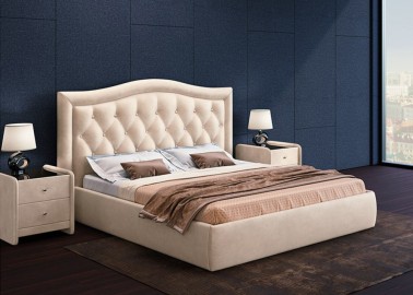 Lova Venecija - kreminės spalvos karališko dizaino veliūrinė lova su patalynės dėže, siūlome platų spalvų pasirinkimą. Galimi lovos išmatavimai 120x200, 140x200, 160x200, 180x200 cm.